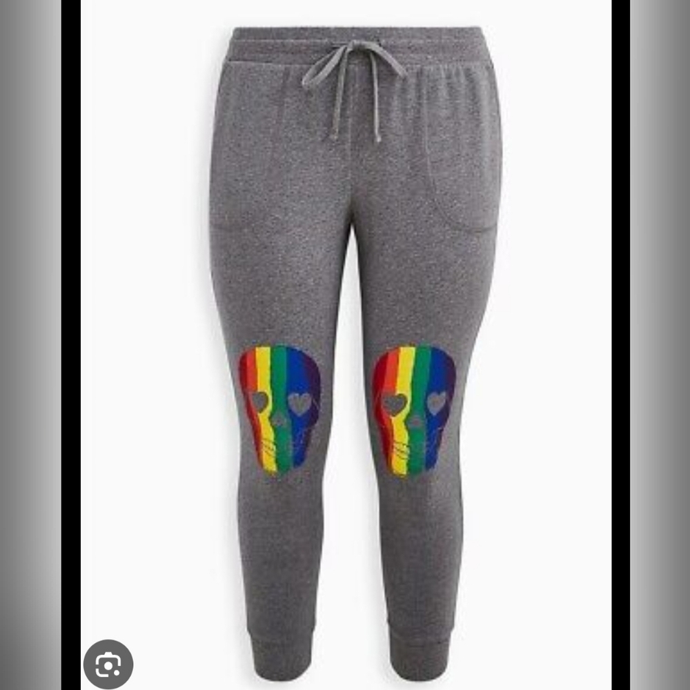 Torrid Jog pants with Rainbow Skull Design